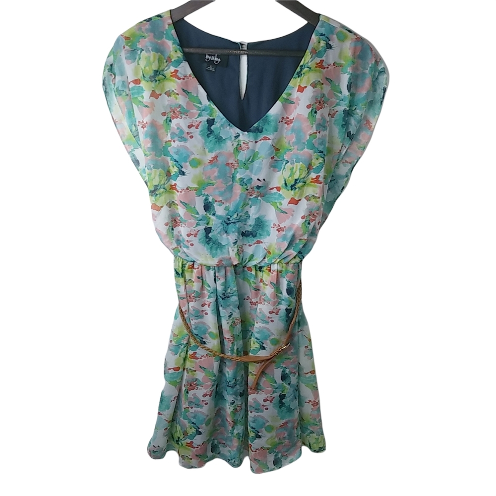By&By LJ Turquoise Floral Mini Dress